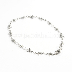 変色しにくい304ステンレススチールブレスレット  スターリンクブレスレット  カニカン付き  ステンレス鋼色  195x5mm（7.67インチ）&nbsp;X-BJEW-D418-05