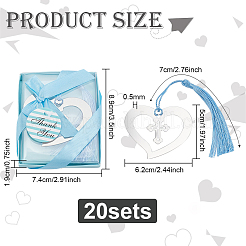 ステンレス製のしおり  ポリエステルタッセルブックマーク  ハート柄  163mm&nbsp;OFST-WH0002-12P-05