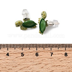 真鍮エナメルスタッドピアス  プラチナ  カメ  10.5x15mm&nbsp;EJEW-A148-01C