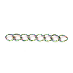 イオンプレーティング(IP) 304 ステンレススチールカーブチェーンエクステンダー  虹色  25mm  リンク：4x3x0.5mm&nbsp;STAS-WH0032-02B-M