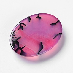 天然の龍の静脈はカボションを瑪瑙  フラットバック  オーバル  染め  濃いピンク  40x30x7mm&nbsp;X-G-F296-03-30x40mm