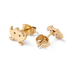 304ステンレススチール製 上下非対称イヤリング  女性用スタッドピアス  ゴールドカラー  5.5~6x8mm  ピン：0.8mm&nbsp;EJEW-E163-04G