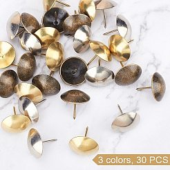 鉄の丸い頭の釘  ソファフォームネイル  家具装飾用  ミックスカラー  29x28mm  3色  10個/カラー  30個/箱&nbsp;AJEW-GA0001-50