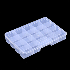 プラスチックビーズ収納ケース  20のコンパートメント  長方形  透明  27x19x4.5cm  コンパートメント：52x45mm&nbsp;CON-Q031-04B