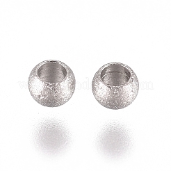 変色しにくい304ステンレススチールビーズ  テクスチャ  ロンデル  ステンレス鋼色  2x1.5mm  穴：1mm&nbsp;STAS-G225-35P-01