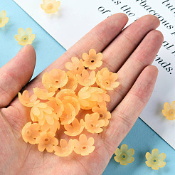 つや消しアクリルビーズキャップ  6花びら  花  モカシン  14x6mm  穴：2mm  約1660個/500g&nbsp;MACR-S371-07A-719