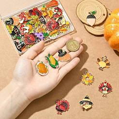 感謝祭用亜鉛合金エナメルペンダント40個、20スタイル  ゴールドカラー  混合図形  ミックスカラー  22.5~36x16~29.5x1.5~4.5mm  穴：1.5~3.5mm  2個/スタイル&nbsp;FIND-CJ0004-82