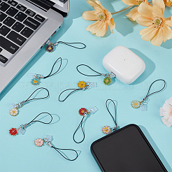 20スタイルの合金エナメル携帯ストラップ10個  プラスチックモバイル防塵プラグ付き  花  ミックスカラー  80mm  2個/カラー&nbsp;HJEW-OC00116