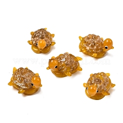 手作りゴールドパウダー入りランプワークビーズ  カメ  ベース付き  ミックスカラー  17~20x23~25x14~15mm  穴：1.2~1.5mm&nbsp;LAMP-K044-01