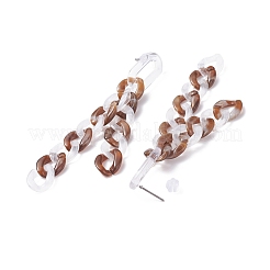 女性用アクリルカーブチェーンタッセルダングルスタッドピアス  ミックスカラー  78x11x3mm  ピン：0.7mm&nbsp;EJEW-JE04767