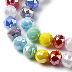 透明ガラスビーズ連売り  ラウンド  多面カット  カラフル  8x7mm  穴：1.5mm  約50個/連  14.17''（36センチメートル）&nbsp;GLAA-Q009-01F