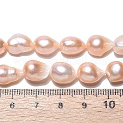 天然養殖淡水パールビーズ連売り  バロックケシパール  研磨両側  桃パフ  8~15x8~9.5x6~7.5mm  穴：0.7mm  約30~35個/連  13.98~14.37''（35.5~36.5センチメートル）&nbsp;PEAR-N014-08D-01