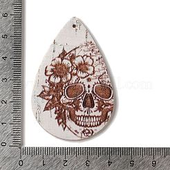 ハロウィーンのイミテーションレザーの大きなペンダント  ティアドロップ  56x37x2mm  穴：1.6mm&nbsp;FIND-K017-02E-03