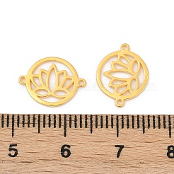 スターリングシルバー中空コネクターチャーム925個  蓮の花のリンクが付いたリング  18KGP本金メッキ  13x10x1mm  穴：0.9mm&nbsp;STER-A046-01G