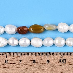 天然カーネリアンナゲットと天然養殖淡水真珠ビーズ連売り  5.5~12x4.5~9x3.5~9mm  穴：0.8mm  パール：6~13x6~9x3.5~7.5mm  穴：0.6mm  約19~21個/連  6.30~6.69インチ（16~17cm）&nbsp;PEAR-N023-01A-03