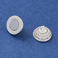 真鍮製マイクロパヴェクリアキュービックジルコニアマグネットクラスプ  ラウンド  925銀メッキ  14x10x10mm  穴：1.2mm&nbsp;KK-P284-01B-S