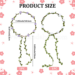 2個 2色 ポリエステル 人工ローズガーランド ヘッドバンド ヘアヴァイン  女性用 女の子用 花冠 ヘッドバンド  ミックスカラー  内径：185~190mm  1pc /カラー&nbsp;AJEW-CP0008-26D