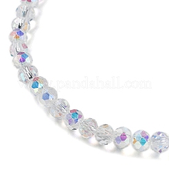 4 個ファセットガラスビーズストレッチブレスレットセット  ブラック  内径：2-1/4インチ（5.6cm）&nbsp;BJEW-WH0016-37B