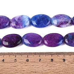 染め加工天然石ホワイトジェイドビーズ連売り  フラットオーバル  暗紫色  16~18.5x12~13.5x4.5~6.5mm  穴：1~1.4mm  約21~22個/連  14.76~15.55インチ（37.5~39.5cm）&nbsp;G-N370-01A-03