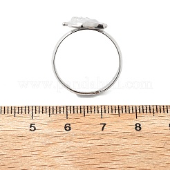 真鍮製調節可能な指輪  カドミウムフリー＆鉛フリー  タツノオトシゴ  プラチナ  タツノオトシゴ：25x12.5mm  内径：18mm&nbsp;RJEW-D314-03P