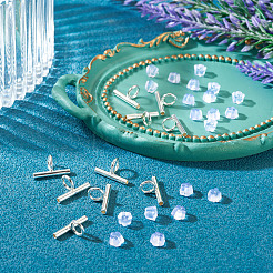 真鍮チューブベイル  ループベイル  プラスチック製のピアスキャッチで  チューブ  銀  8x13x6mm  穴：4mm&nbsp;DIY-TA0014-37B-S
