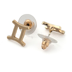 12つの星座/星座合金スタッドピアス  耳ナッツ  ゴールドカラー  双子座  9x13x1.5mm  ピン：0.6mm&nbsp;EJEW-B025-01G-I