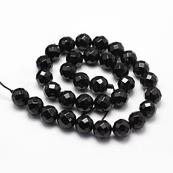 ナチュラルブラックオニキスビーズ連売り  グレードA  多面カット  染め＆加熱  ラウンド  6mm  穴：1mm  約61個/連  14.9インチ〜15.1インチ&nbsp;G-G736-14B-6mm