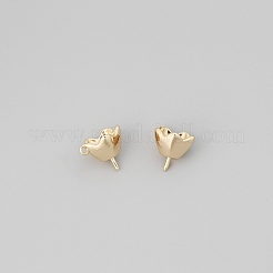 真鍮ヒートンキャップ  花  片穴パーツ用  ゴールドカラー  7x8x7mm  穴：0.7mm  内径：5.5mm  ピン：0.8mm&nbsp;KK-Q783-01G