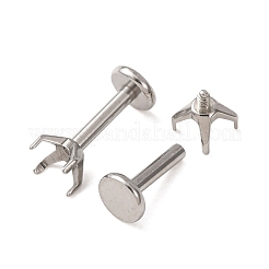 304ステンレススチール製プロングイヤリングセッティング  尖ったバックラインストーン用  ステンレス鋼色  9x4.5x4.5mm  ピン：1mm  4x4mmのラインストーンに適する&nbsp;SA-CBA8B85-11B-01