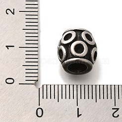 304ステンレススチールヨーロピアンビーズ  大穴ビーズ  バレル  アンティークシルバー  10.5x10.5mm  穴：5mm&nbsp;STAS-G350-17AS