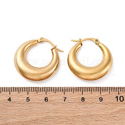 PVD 真空メッキ 304 ステンレススチール製チャンキーフープピアス (女性用)  長持ちメッキ  ゴールドカラー  27x24x7mm  ピン：0.6mm&nbsp;EJEW-F280-06C-G