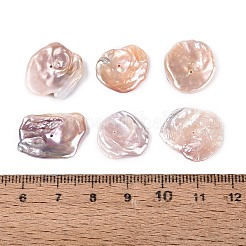 天然バロックケシパールビーズ連売り  有核真珠  不規則な円盤  ヒシビーズ  アザミ  12~26x10~17x1.5~11mm  穴：0.6mm  約112~126個/連  14.96~15.35インチ（38~39cm）&nbsp;PEAR-S020-R07B