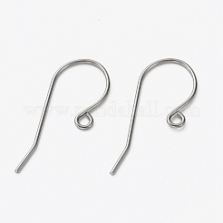 変色しにくい304ステンレススチール製ピアスフック  耳ワイヤー  水平ループ付き  ステンレス鋼色  28mm  穴：1.8mm  20ゲージ  ピン：0.8mm&nbsp;STAS-L253-004P