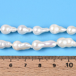 天然バロックケシパールビーズ連売り  有核真珠  ピーナッツ  乳白色  9.5~17.5x5~8mm  穴：0.6mm  約31~36個/連  15.16~15.75インチ（38.5~40cm）&nbsp;PEAR-S020-F14-02