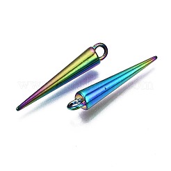 合金ペンダント  カドミウムフリー＆ニッケルフリー＆鉛フリー  コーン  虹色  25x4mm  穴：2mm&nbsp;LS-PALLOY-N163-012-NR