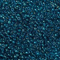 MIYUKIラウンドロカイユビーズ  日本製シードビーズ  （rr3537)ファンシーライニングティールブルー  8/0  3mm  穴：1mm  約422~455PCS /ボトル  10 G /ボトル&nbsp;SEED-JP0009-RR3537