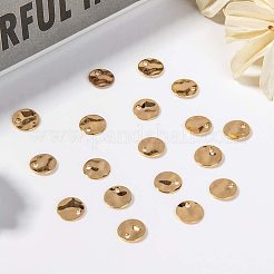 真鍮製チャーム  フラットラウンド  ゴールドカラー  8x0.7mm  穴：1mm  100個/箱&nbsp;KK-PH0035-58G