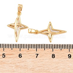 真鍮と天然淡水貝のペンダント  スターのチャーム  貝殻色  18KGP本金メッキ  20x13.5x2mm  穴：4.5x2mm&nbsp;KK-H538-05G