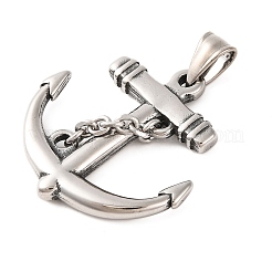 316サージカルステンレスペンダント  チャームアンカー  アンティークシルバー  36.5x35.5x7mm  穴：9x4mm&nbsp;STAS-Z073-52AS-01