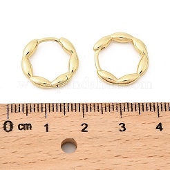 楕円形の真鍮フープピアス  ラックめっき  鉛フリー＆カドミウムフリー  長持ちメッキ  18KGP本金メッキ  15.5x2.5mm&nbsp;EJEW-Z102-34G