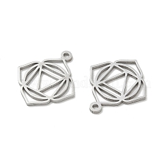 304ステンレスペンダント  花のシンボルと三角形のチャーム  切り取る  ステンレス鋼色  17x15x1mm  穴：1.2mm&nbsp;SA-CBA28C1-02D-P