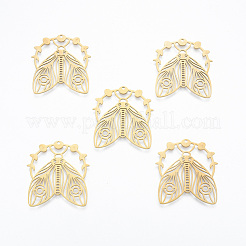 ステンレスペンダント201個  ムーンフェイズ付き蝉  18KGP本金メッキ  37x34x1mm  穴：1.6mm&nbsp;STAS-N090-LA925-2