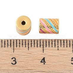 スターリングシルバーのカラフルなエナメルビーズ925個  コラム  18KGP本金メッキ  7x5mm  穴：1.2mm&nbsp;STER-P060-08G