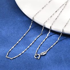 925純銀製ツイストリンクバーチェーンネックレス  スタンプ925個付き  プラチナ  18.43インチ（46.8cm）&nbsp;NJEW-H056-01B-P