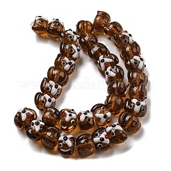 手作りランプワークビーズ連売り  犬  キャメル  11~12x15~17x14~15.5mm  穴：1.6~1.8mm  約35個/連  17.32インチ（44cm）&nbsp;LAMP-L079-03