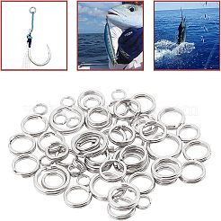 ステンレス鋼のダブルスナップリング  釣りスプリットリング  腹筋フィッシングプライヤー付き  ステンレス鋼の鯉釣りアクセサリー  ステンレス鋼色  382個/セット&nbsp;STAS-FH0001-05