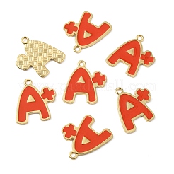 スタディテーマ合金エナメルペンダント  ゴールドカラー  文字a+  レッド  23x21.5x1mm  穴：2mm&nbsp;ENAM-CJC0006-55B