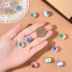 プリントアクリルビーズ10個  眼球  ミックスカラー  16mm&nbsp;OACR-YW0005-02