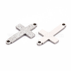 変色しない201ステンレス鋼リンクコネクター  テクスチャ  レーザー切断  クロス  ステンレス鋼色  22x12x1mm  穴：1.6mm&nbsp;STAS-Q240-002P