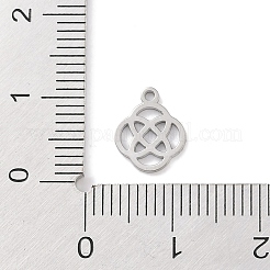 変色しない304ステンレススチールチャーム  レーザー切断  ステンレス鋼色  花  10x8x1mm  穴：1mm&nbsp;STAS-K286-01J-P